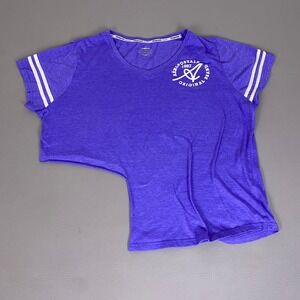 Aeropostale Sport T-Shirt Cut Out Womens 3X Purple Graphic V-Neck Varsity Stripe
